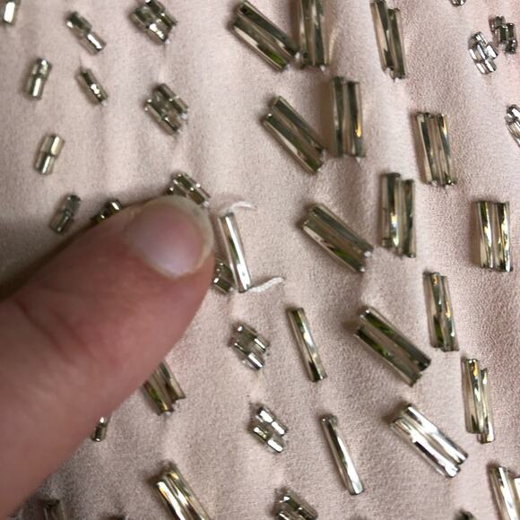 Cache light pink rhinestone bead faux wrap draped top size Extra Large XL - Picture 6 of 13